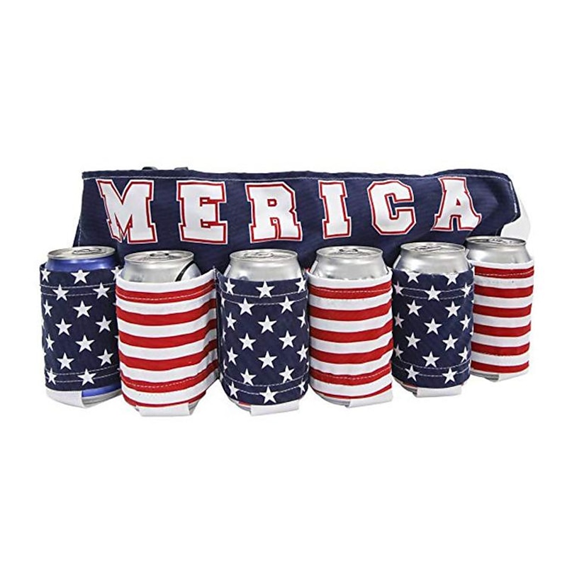 Independence Day Beer Belt, KEEP AMERICA DRUNK Beverage Beer Belt, Stripes And Stars Pattern USA Americana Patriotic Beer Belt, 4th Of July Party Decor, Summer Party Outdoor Decorations, Outdoor Party Favors2