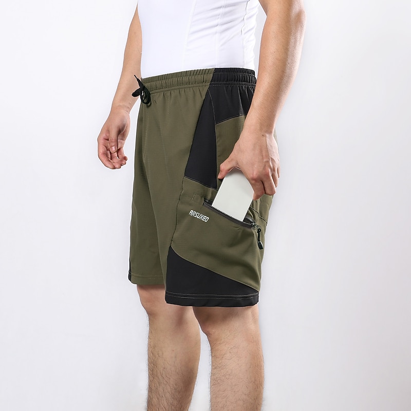 Arsuxeo Men's Cycling MTB Shorts Cycling Shorts Bike Shorts Bike Baggy Shorts MTB Shorts Form Fit Mountain Bike MTB Road Bike Cycling Sports 3D Pad Cycling Anatomic Design Front Zipper Black Army3