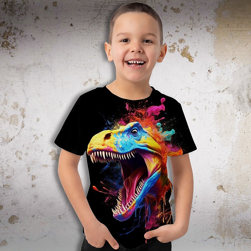 Boys 3D Graphic Animal Dinosaur T shirt Tee Short Sleeve 3D Print Summer Spring Active Sports Fashion Kids 3-12 Years Outdoor Casual Daily Regular Fit