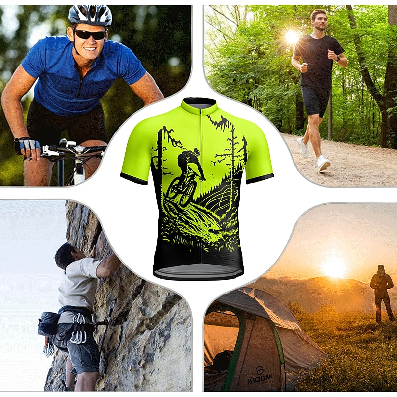 Men's Cycling Jersey Graphic Funny Short Sleeve Bike Jersey Top with 3 Rear Pockets Mountain Bike MTB Road Bike Cycling Quick Dry Reflective Strips Back Pocket Moisture Wicking Sports Red Blue Dark4