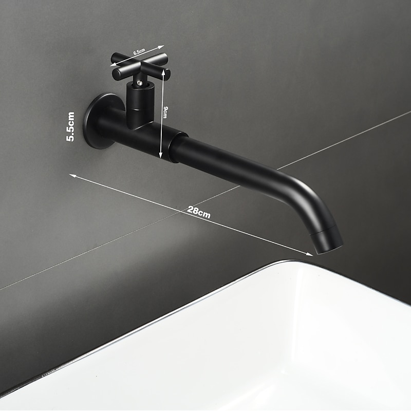 Bathroom Faucet Sink Only Cold Water Basin Taps Wall Mounted, 360 Rotates Single Handle Antique Brass Washroom Vessel Tap Black Chrome Golden White3