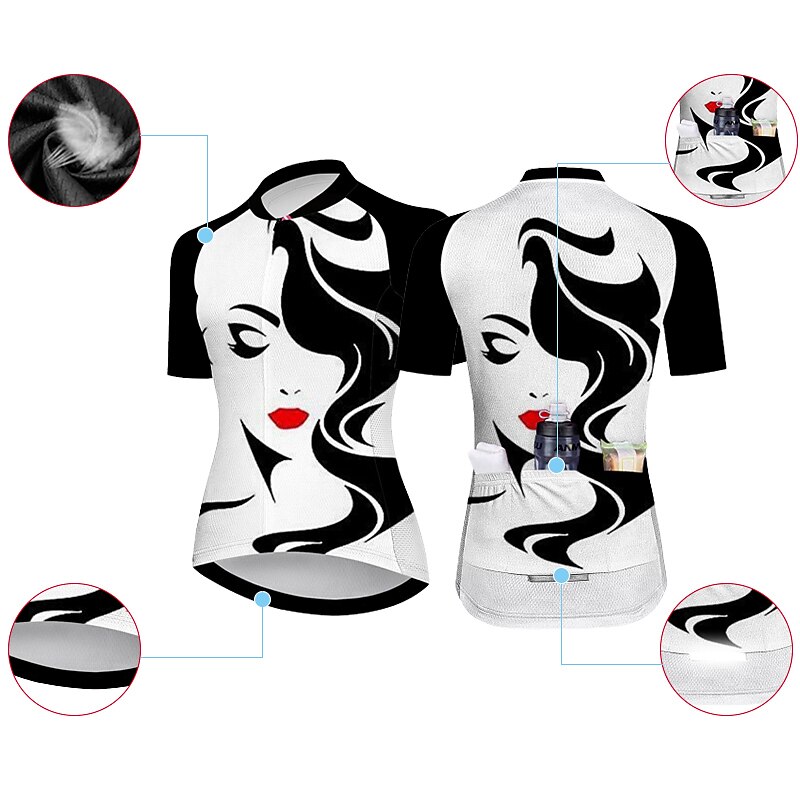 Women's Cycling Jersey Graphic Short Sleeve Bike Jersey Top with 3 Rear Pockets Mountain Bike MTB Road Bike Cycling Quick Dry Reflective Strips Back Pocket Moisture Wicking Sports Black Yellow Pink2