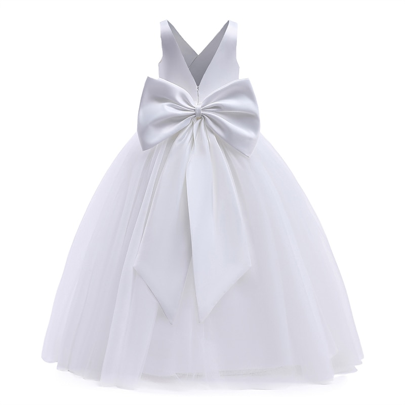 Kids Girls' Flower Girl Dress Dress Party Dress Solid Color Sleeveless Formal Performance Wedding Mesh Backless Elegant Fashion Adorable Polyester Maxi Party Dress Swing Dress Tulle Dress Summer3