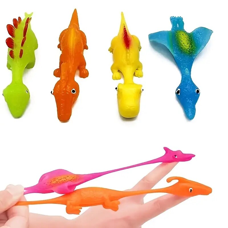 10PCS Catapult Launching Dinosaur Toys - Fun Tricky Slingshot for Kids' Party Gifts & Stress Relief!4