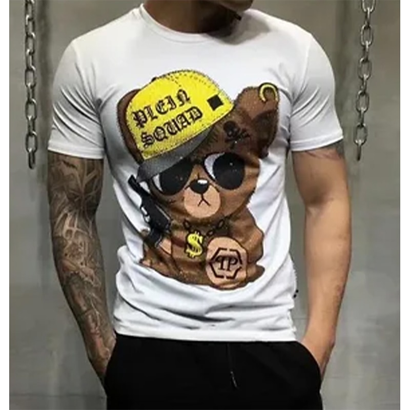 Men's Graphic Animal Funny T Shirt Funny T Shirts Short Sleeve T shirt 3D Print Crew Neck Shirt Vintage Fashion Designer Outdoor Daily Sports Black And White 1 Black Spring & Summer Clothing Apparel4