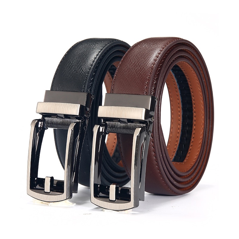 Men's Leather Belt Ratchet Belt Cowhide Retro Traditional Plain Black Coffee Daily Wear Going out Weekend 2026 - €19.99