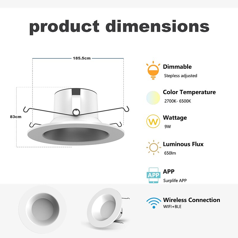Smart LED Recessed Lighting RGBCW Color Changing WiFi Can Lights with Baffle Trim Retrofit Downlight Compatible with Alexa & Google Assistant App Control4