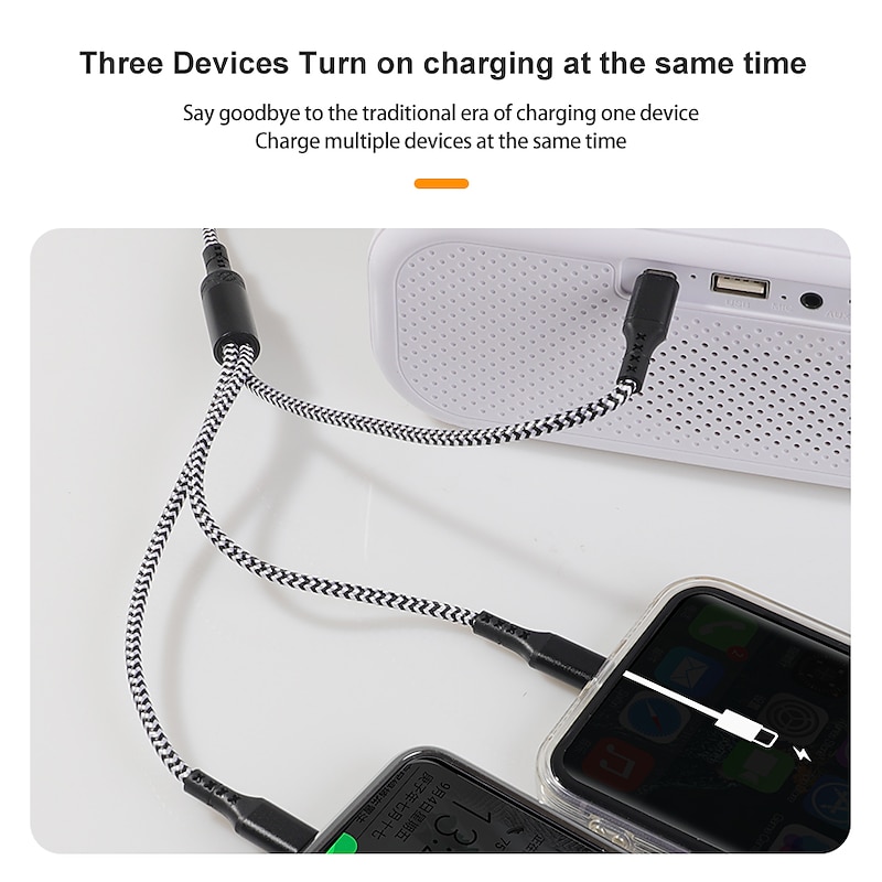 Multi Charging Cable 3.9ft USB A to Type C / Micro / IP 3 A Fast Charging Nylon Braided Durable 3 in 1 For Macbook iPad Samsung Phone Accessory2