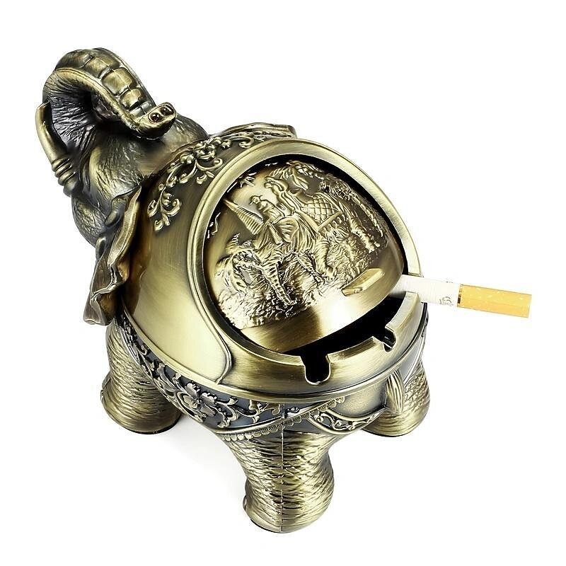 High-End Retro Metal Elephant Ashtray Personality Creative Trend Decoration Home Living Room Ashtray Office Decoration3