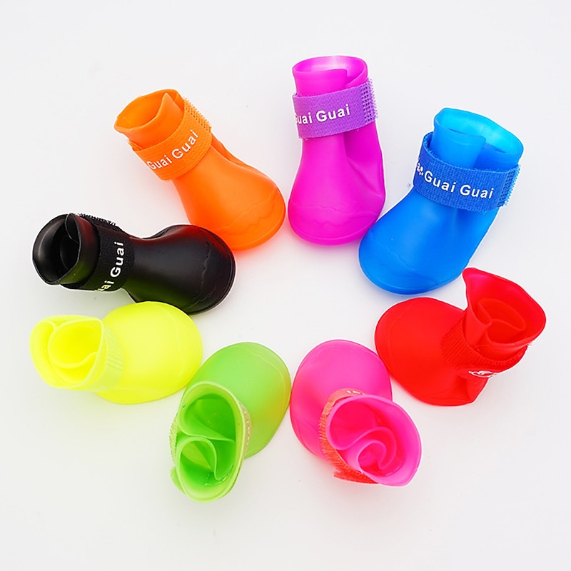 Dog Boots / Shoes Waterproof Letter & Number For Pets Silicone Black