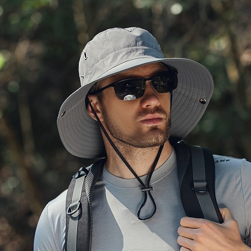 Men's Bucket Hat Sun Hat Fishing Hat Boonie hat Hiking Hat Black Deep Blue Polyester Travel Beach Outdoor Vacation Plain UV Sun Protection Sunscreen4