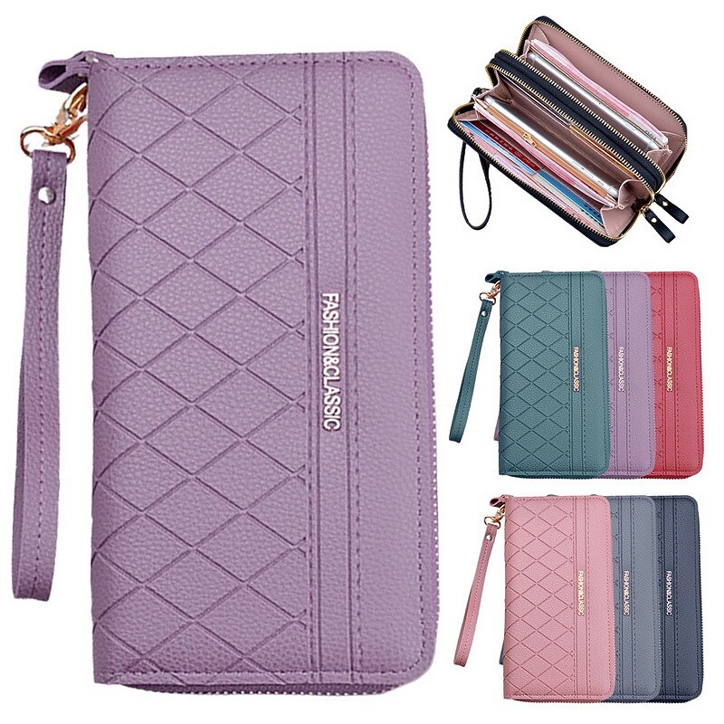 Long Women's Wallet Female Purses Tassel Coin Purse Card Holder Wallets Double Zipper Pu Leather Clutch Luxury Money Phone Bag4