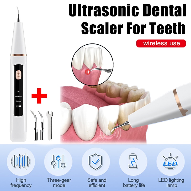 Ultrasonic Dental Scaler For Teeth Tartar Stain Tooth Calculus Remover Electric Sonic Teeth Plaque Cleaner Dental Stone Removal