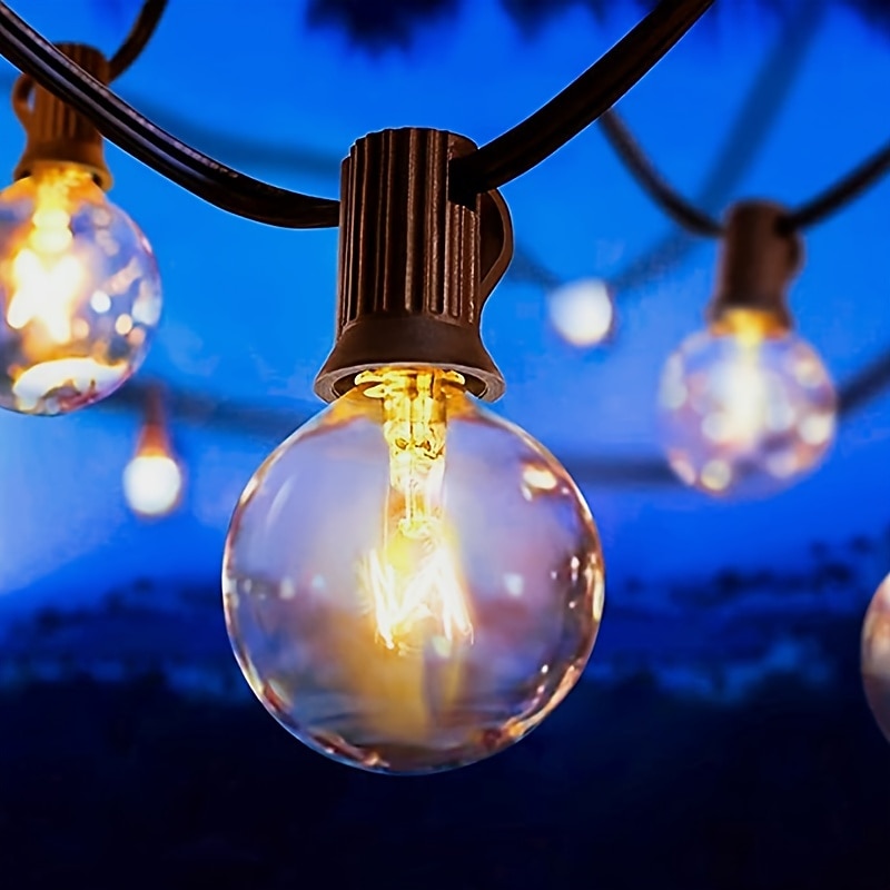 LED Outdoor String Lights Hanging Globe Patio Lights 10ft 10LED/25ft 25LED/30ft 30LED/50ft 50LED G40 with Clear Bulbs Connectable Backyard Lights for Indoor Outdoor Decor Hanging Sockets E12 Base4