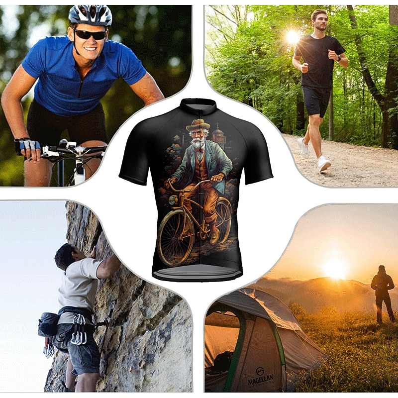 Men's Cycling Jersey Graphic Funny Short Sleeve Bike Jersey Top with 3 Rear Pockets Mountain Bike MTB Road Bike Cycling Quick Dry Reflective Strips Back Pocket Moisture Wicking Sports Black Yellow4