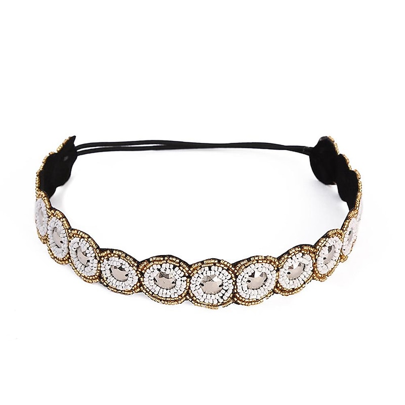 1 Pieces Rhinestone Beaded Elastic Headband Jewel Headbands Pearl Hair Band Crystal Beaded Women Head Wrap Lady Girls Hair Jewelry Accessories4