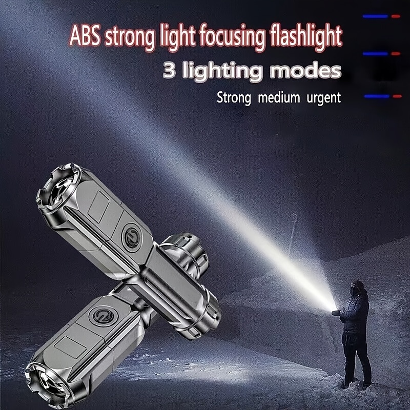 Super Bright ABS Strong Light Focusing Led Flashlight Outdoor Portable Home Built-in Battery Rechargeable Multi-function Torch2