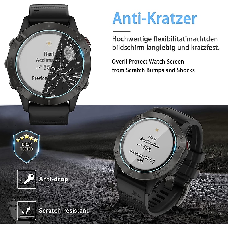 Watch Screen Protector Compatible with Garmin Fenix 7/7X/7S/6/6 Pro/6s/6s Pro/5/5s Forerunner 45/45s/255/255s/955/965 Approach S62/S40 Instinct Tactical 2X Vivoactive 3 Vivomove HR Epix Gen 22