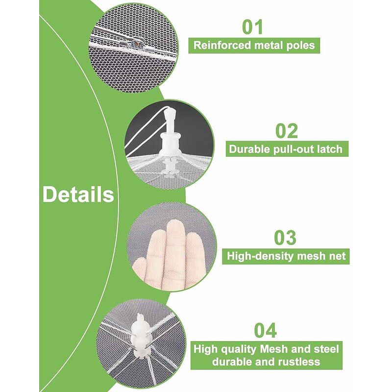 17inch 40 inch Large Food Cover, Mesh Food Tent, White Nylon Covers, Pop-Up Umbrella Screen Tents, Patio Net for Outdoor Camping Picnics Parties BBQ Collapsible and Reusable3