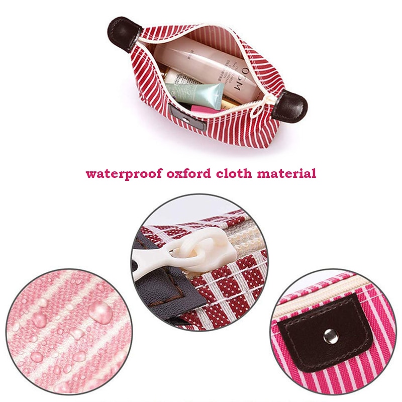 Women's Handbag Makeup Bag Cosmetic Bag Hobo Bag Nylon Party Office Travel Zipper Large Capacity Waterproof Lightweight Striped Black / White Watermelon Red Black2