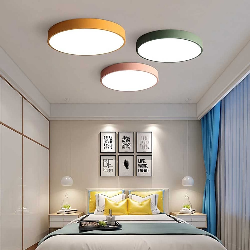 Ceiling Light 9" Macaron Ultra-thin 5cm Bright & Power Saving Modern Acrylic Round Flush Mount LED Ceiling Lamp Warm White 110-240V2