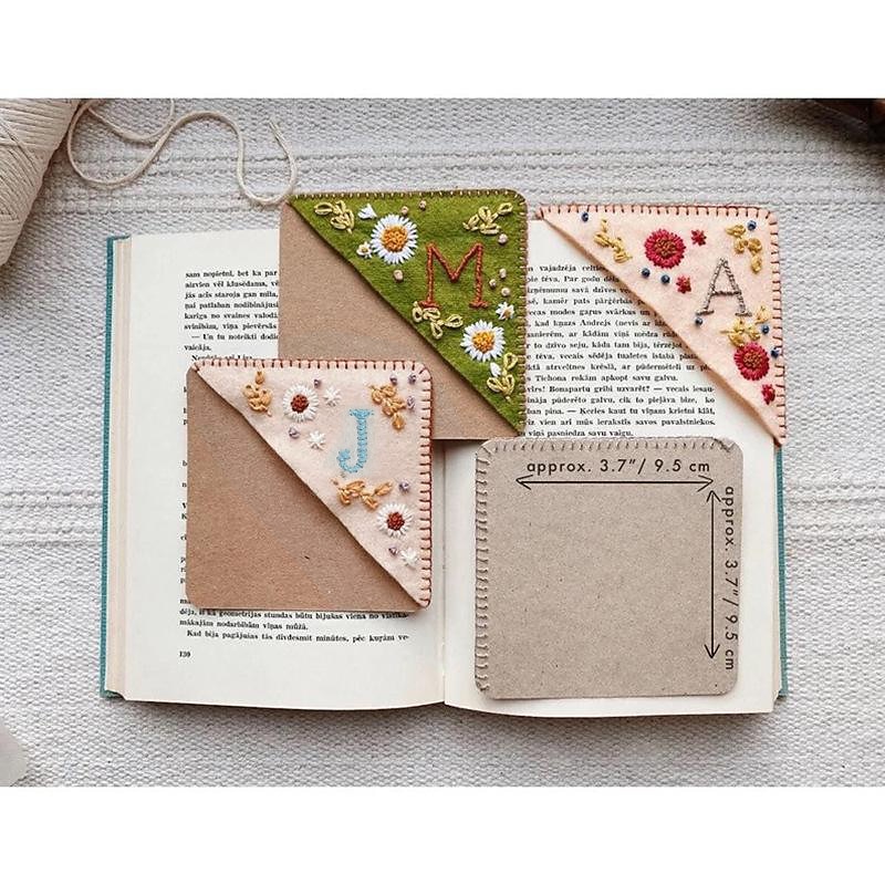 Personalized Hand Embroidered Corner Bookmark, 26 Letters Cute Flower Letter Embroidery Bookmarks, Felt Triangle Page Corner Handmade Bookmark, Felt Triangle Bookmark, Bookmarks for Book Lovers4
