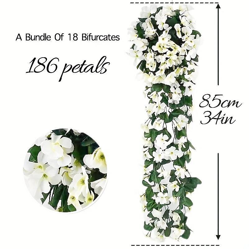 1 Pack, Hanging Artificial Flowers Basket 34“, Fake Hanging Plant, Silk Orchid Flowers, Faux Flower Arrangement, Garden Lawn Decor, Home Decor, Room Decor, Front Door Yard Decor,Wedding Decoration4