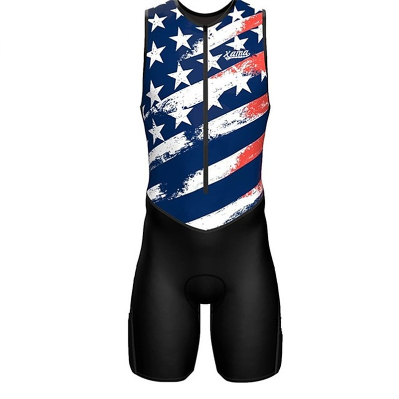 Men's Triathlon Tri Suit Sleeveless Triathlon Silver Light Yellow Black / Orange Graphic Bike Lycra Sports Graphic Clothing Apparel3