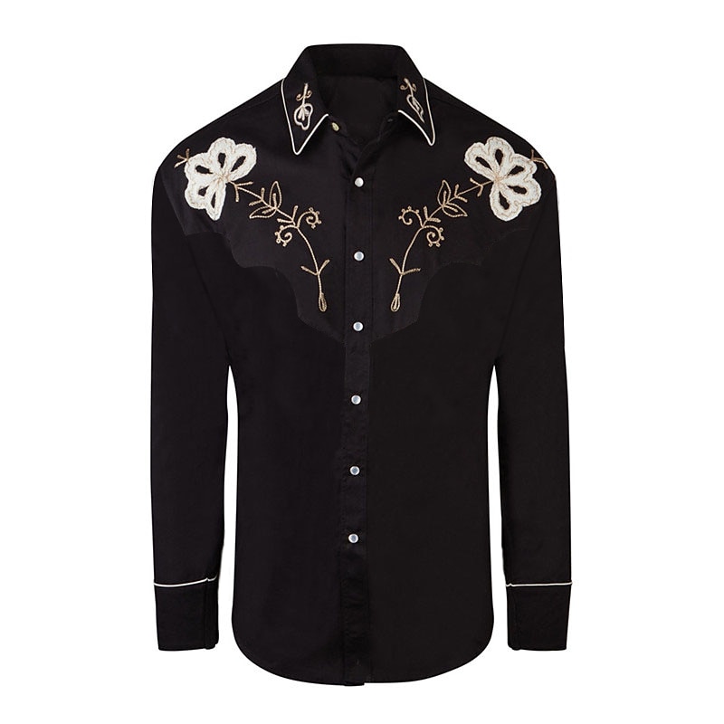 Men's Floral Graphic Prints Shirt Western Shirt Cowboy Shirt Long Sleeve Fashion Streetwear Designer Outdoor Daily Fall & Winter Turndown Print Button-Down Black Yellow Red