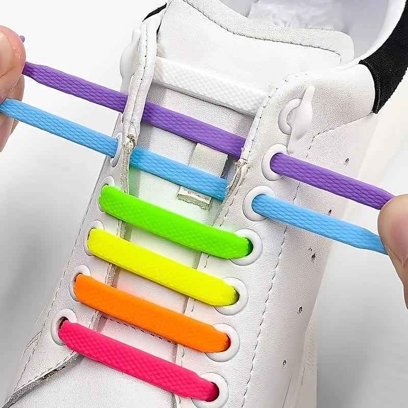 No-Tie Silicone Shoelaces for Adults and Kids – Elastic Colorful Shoe Laces for Sneakers, Running, and Everyday Wear