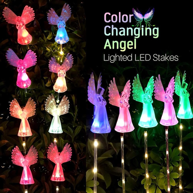Solar Angel Lights  Solar Powered Garden Light, Decorative Outdoor Gift for Mom, Patio & Cemetery Decor,