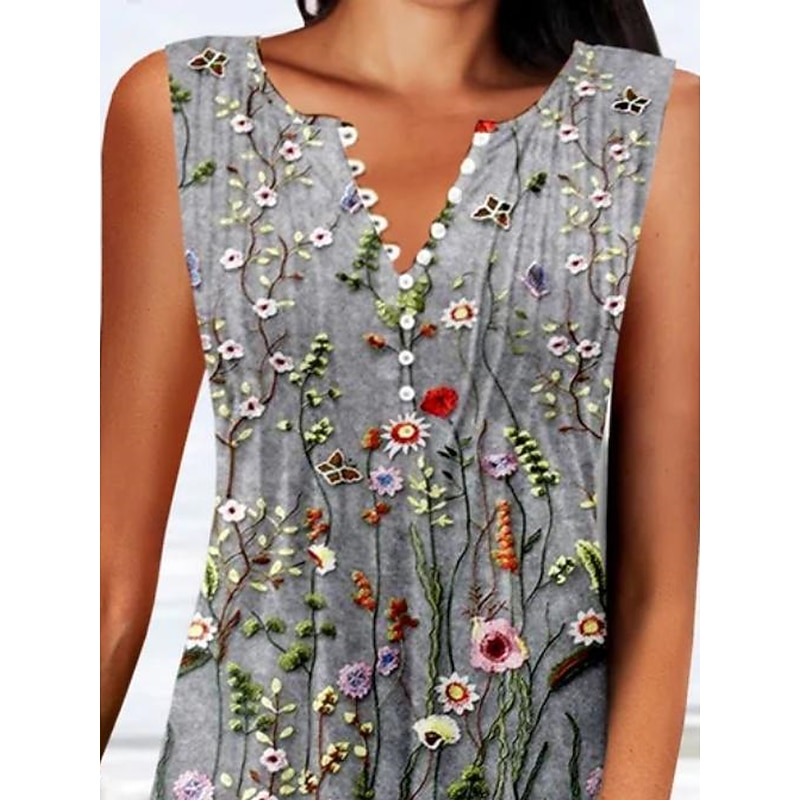 Women's Tank Dress Summer Dress Print Dress Active Fashion Modern Outdoor Vacation Daily Regular Fit Sleeveless V Neck Gray Summer Spring2