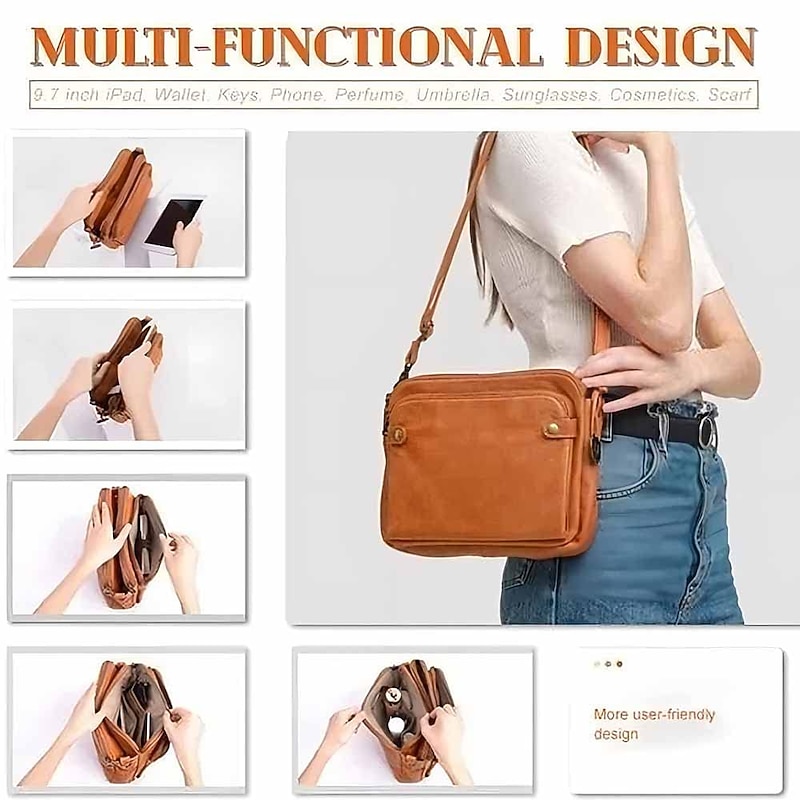 Women's Crossbody Bag Shoulder Bag Satchel PU Leather Shopping Daily Zipper Adjustable Large Capacity Waterproof Solid Color Wine Red Black Brown2