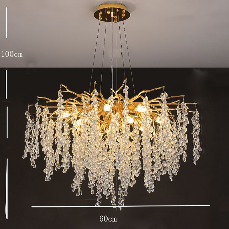 LED Chandeliers Modern Luxury, 60cm 8-Light Gold Crystal for Home Interiors Kitchen Bedroom Iron Art Tree Branch Lamp Creative Lamp Light Warm White/White 110-240V4