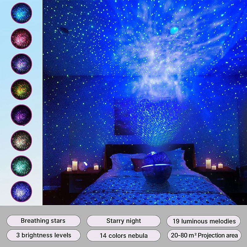 Star Projector Night Light Dinosaur Egg Projector Sky Galaxy Projector Ocean Wave Projector Light with Sleep White Noise Bluetooth Music Speaker Starlight Projector for Ceiling Decor Adult Kids Room Theater Party4