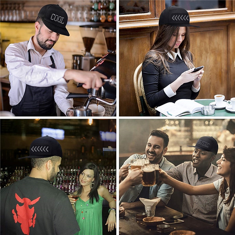 LED Costume Hats LED Caps Display   APP Programmable LED Message Display Hats Luminous Flashing Baseball Cap Cool Party Hat Messages Scrolling LED Hats And Caps4