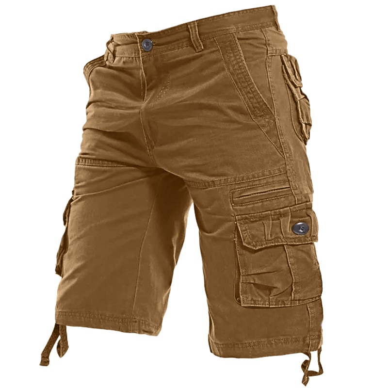 Men's Cargo Shorts Shorts Hiking Shorts Pocket Plain Comfort Breathable Knee Length Work Casual Daily Fashion Streetwear ArmyGreen turmeric3