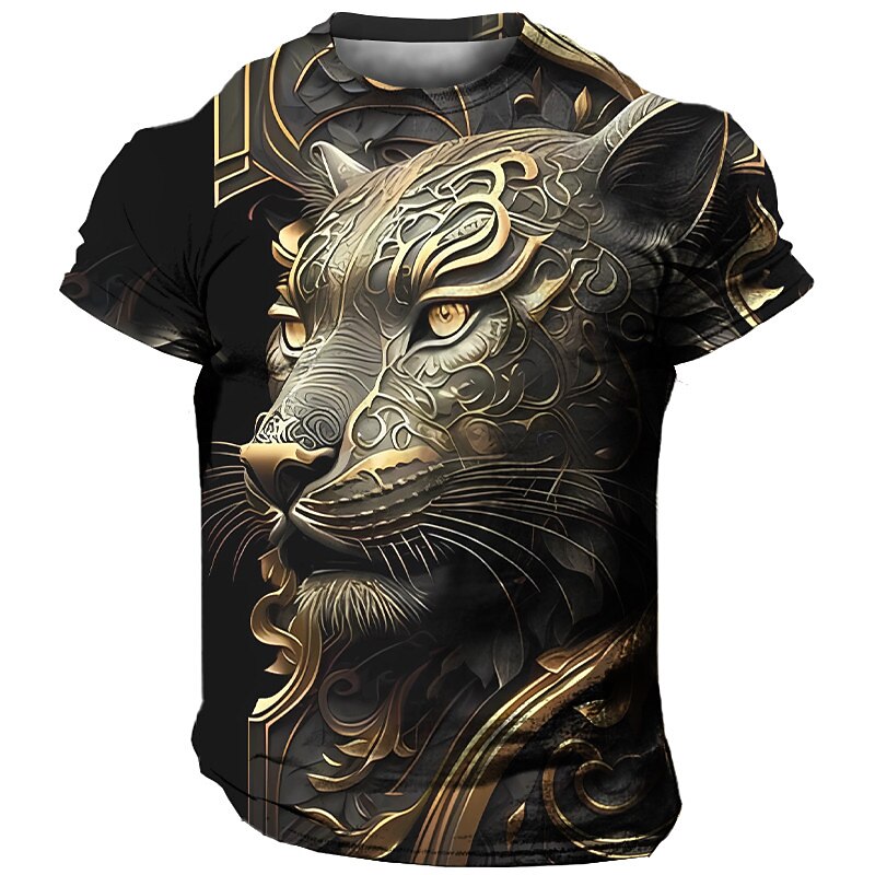 Men's Graphic Animal T Shirt Short Sleeve T shirt 3D Print Crew Neck Shirt Vintage Fashion Designer Outdoor Daily Sports Silver Yellow Light Green Spring & Summer Clothing Apparel S M L XL 2XL 3XL - Main Image