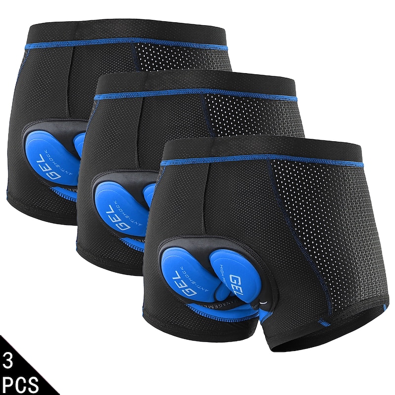 Arsuxeo Men's 3-Pack Cycling Under Shorts Cycling Padded Shorts Bike Underwear Shorts 5D Padded Gel Bottoms Quick Dry Mountain Bike MTB Clothing3