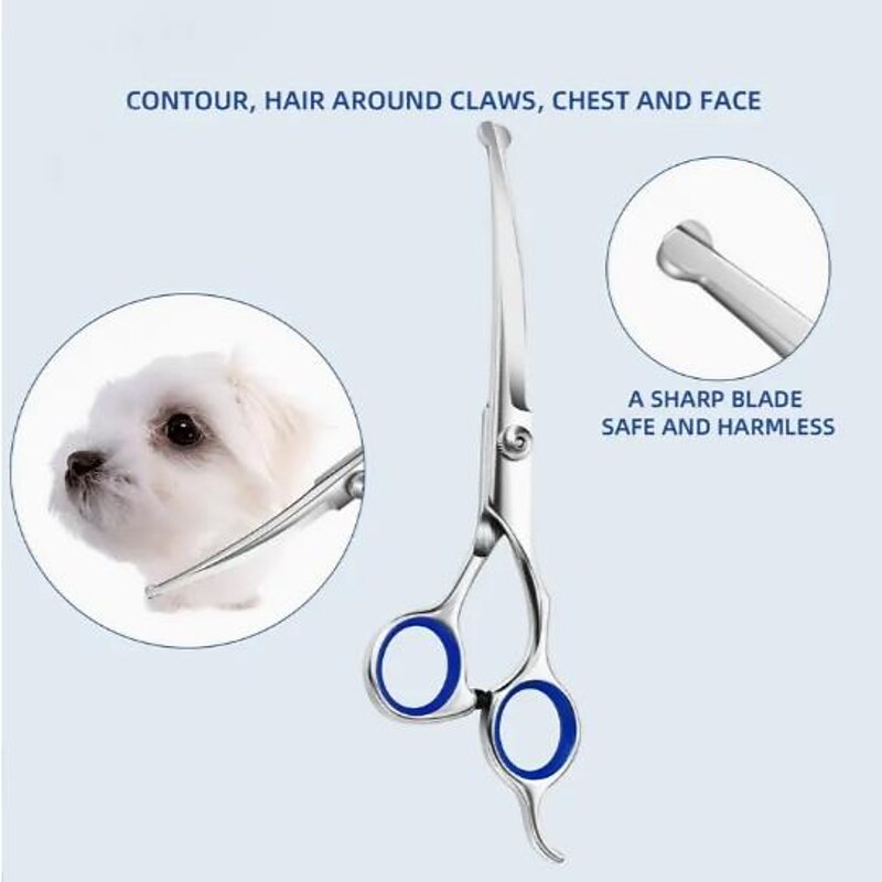4PCS Dog Grooming Scissors Round Tip Stainless Steel Down-Curved Scissors Thinning Cutting Shears3