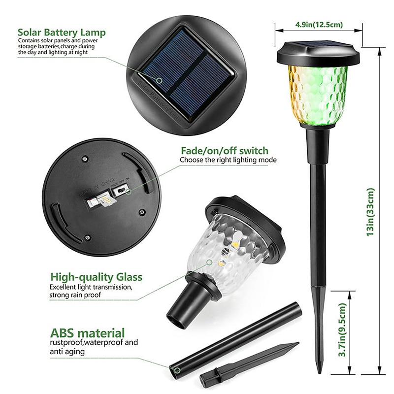 Solar Pathway Lights Color Changing Solar Garden Lights IP65 Waterproof Outdoor Landscape Path Lights for Yard Lawn Patio Driveway Decorative3