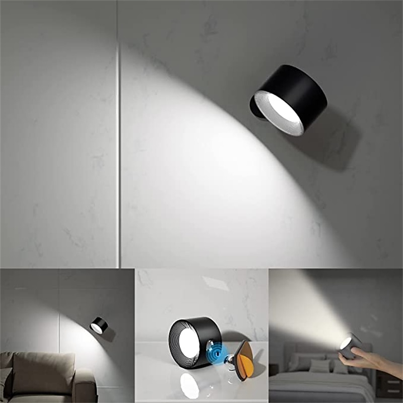 LED Wall Mounted Reading Lights Wall Sconces with 3 Color Temperatures & 3 Brightness Levels Rechargeable Battery Magnetic Ball 360Rotation Touch Control Lamps for Kids Study Bedside Closet2