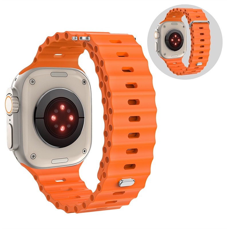 Ocean Band Compatible with Apple Watch band 38mm 40mm 41mm 42mm 44mm 45mm 49mm Waterproof Adjustable Women Men Silicone Strap Replacement Wristband for iwatch Series Ultra 8 7 6 5 4 3 2 1 SE2