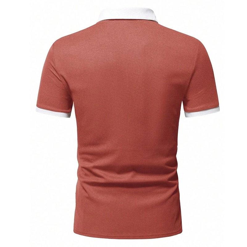 Men's Zip Polo Polo Shirt Casual Holiday Lapel Quarter Zip Short Sleeve Fashion Basic Plain Quarter Zip Summer Regular Fit Black White Pink Red Brown Dark Grey Zip Polo4