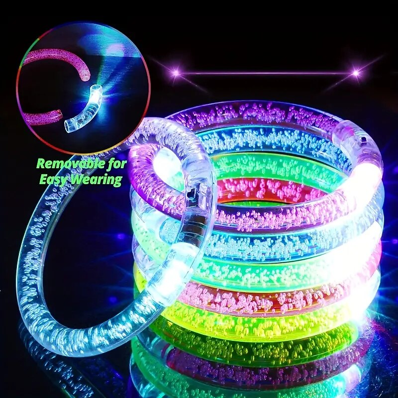 5pcs Acrylic Glowing Bracelet Bubble Bracelet LED Flashing Bracelet Bar Concert Event Props Light Up Toys Supplies For Thanksgiving Wedding Bridal Shower Engagement Bachelor Birthday Party Supplie2