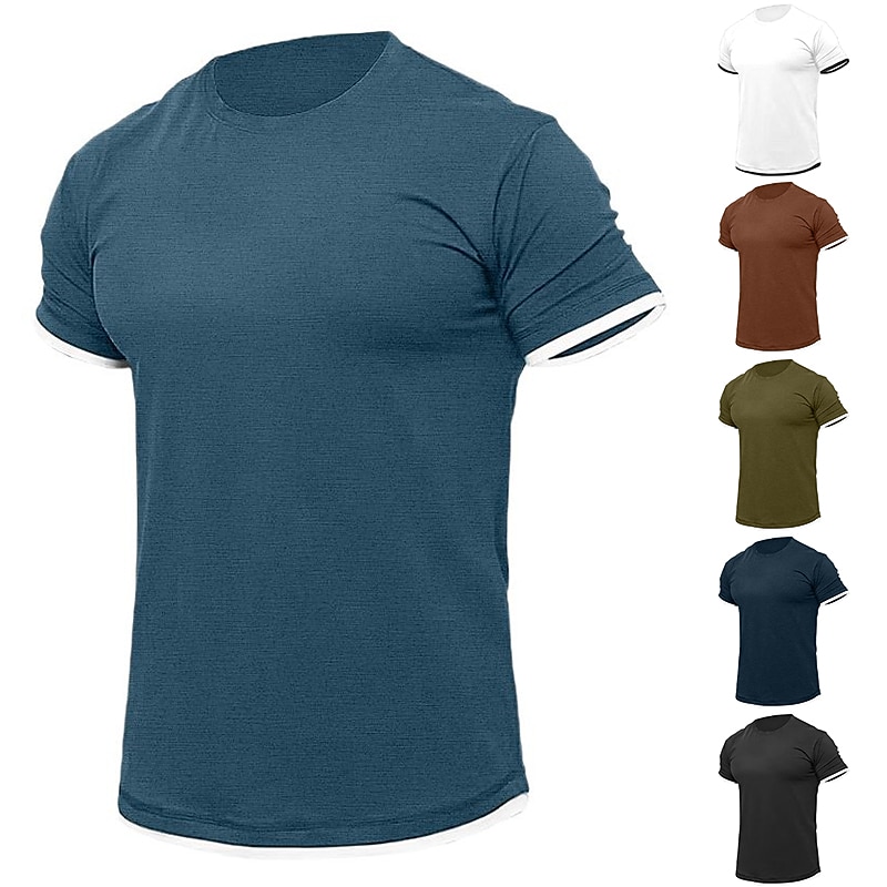 Men's T Shirt Tee Top Short Sleeves Crew Neck Summer Plain Fashion Designer Basic Vacation Street Going out Light Coffee Black White Top Tee for Men