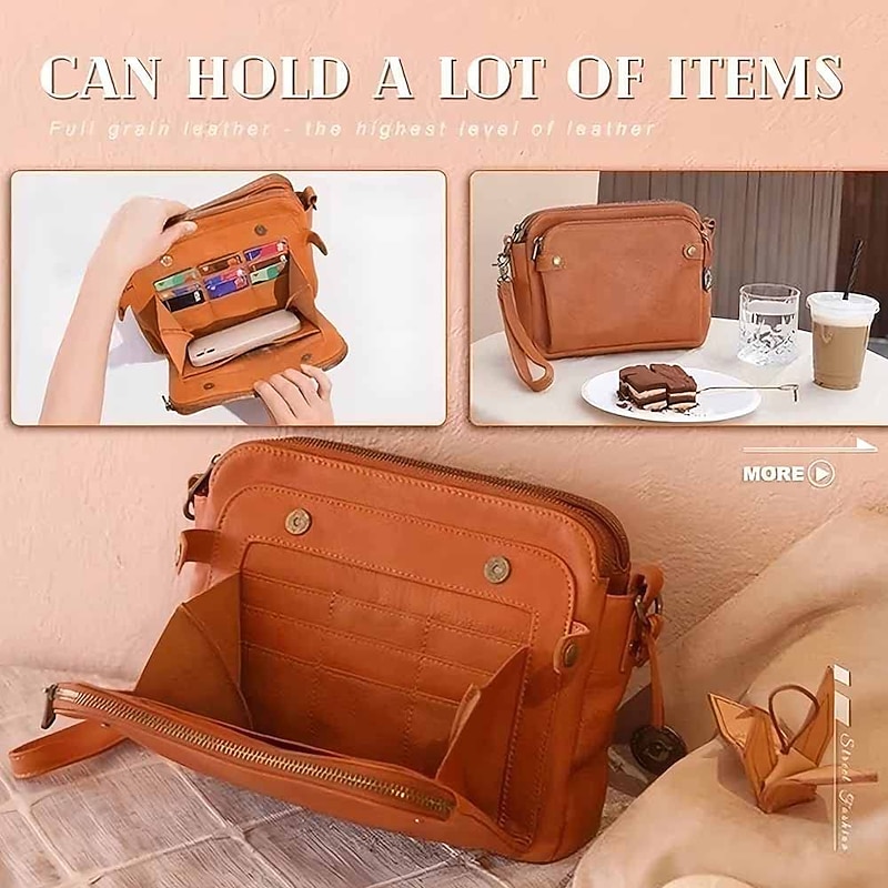 Women's Crossbody Bag Shoulder Bag Satchel PU Leather Shopping Daily Zipper Adjustable Large Capacity Waterproof Solid Color Wine Red Black Brown4