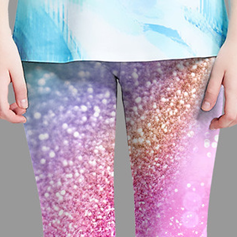 Girls' 3D Graphic Leggings sparkle in pink Summer Spring Active Cute Streetwear Polyester Kids 3-12 Years Outdoor Street Sport Slim3