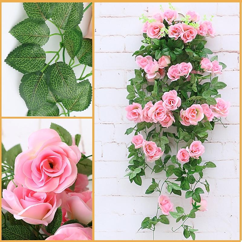 1PC Artificial Hanging Flower (3.3ft), Premium Oxidation Resistance Artificial Flower, Simulation Rose Vine, Real Touch Vine Arrangement, Room Decor, Home Decor, Bedroom Decor, Wedding Decor2