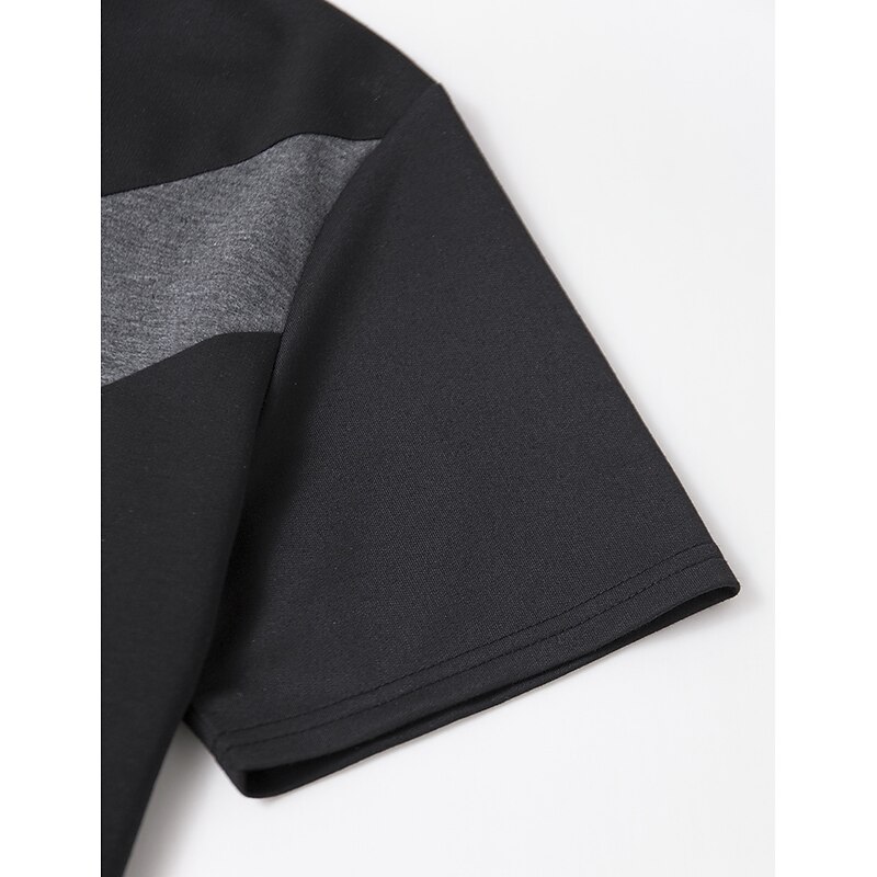 Men's 2 Pieces Outfits T-Shirt and Drawstring Shorts Set Short Sleeve Crewneck Summer Color Block Fashion Sport Casual 2 Piece Vacation Casual Daily Wear Black Yellow Green Top Tee for Men4